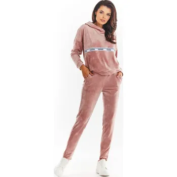 Sametové kalhoty s předními kapsami A372 Barva: Růžová, Velikost: M