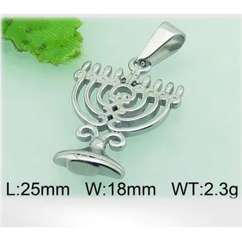 Přívěsek Chanukija - devítiramenný svícen - ocelový přívěsek