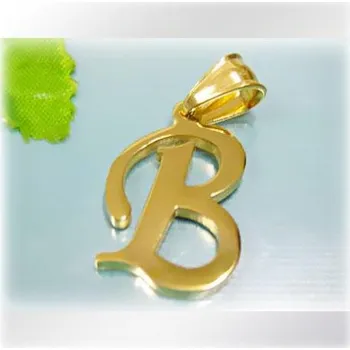 Přívěsek Písmeno B ve zlaté barvě - ocelový přívěsek