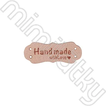 Nášivka Nášivka handmade with love ozdobná koženka růžová