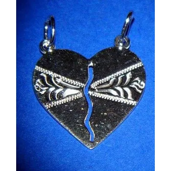 Přívěsek Rozlomitelné rozpůlitelné srdce - přívěsek ze stříbra