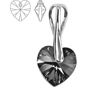 Souprava šperků Přívěsek - Swarovski Xilion Heart 10mm Silver Night