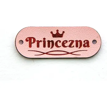Nášivka N132, Nášivky, Princezna, obdélník, oblé rohy, EKO kůže růžová, 38x14mm, 1ks