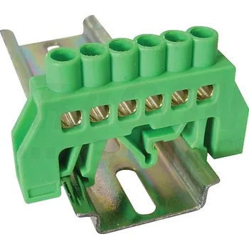 Tracon NPE-G8-6 Můstek na ochranné vodiče (PE) izolovaný, zelený 230/400VAC, 100A, 8×12mm, 6P, IP20 (Tracon NPE-G8-6)