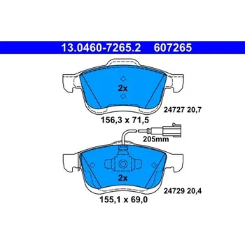 Brzdová destička Sada brzdových destiček, kotoučová brzda ATE 13.0460-7265.2