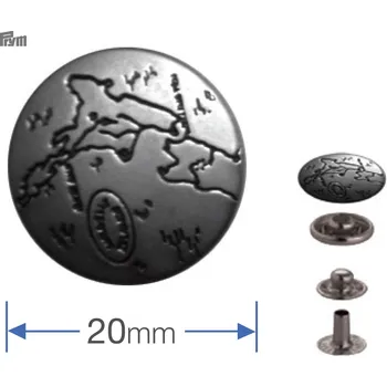 druk stiskaci Anorak/Wuk 20mm nikl mat se vzorem 6ks