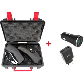 Bojový sport Elektrický paralyzér 2v1 paralyzér se svítilnou Panther TW-309 2.5M Volts s adaptéry na nabíjení