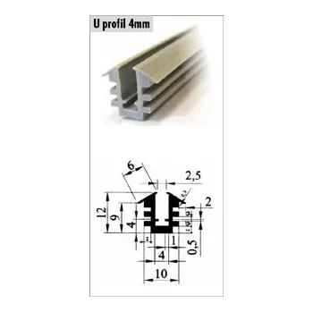 Stavební profil Silikonový zasklívací U-profil 4 mm (šedá / 100m)