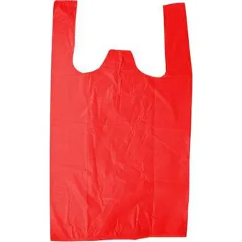 Sáček na potraviny tašky mikrotenové HDPE 4kg, 230+55x470 mm, 8my - červené (50 ks/balení)