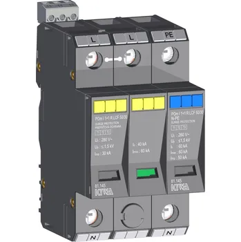Přepěťová ochrana KIWA Ochrana přepěťová POm I 1+1 R LCF 50/30kA, modulární, monoblok, B+C+D 81.145