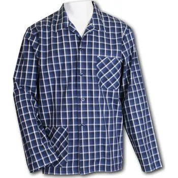 Pánské pyžamo LUIZ Pánský pyžamový kabátek na knoflíky -Popelín- Pablo 325 Velikost: 48