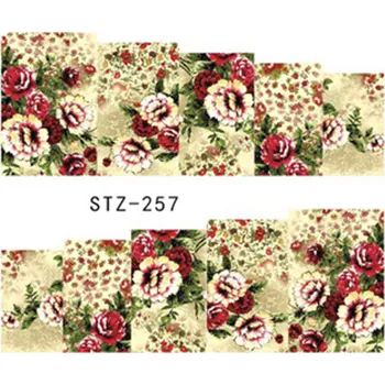 Umělé nehty Barevné vodolepky na nehty - KVĚTINOVÝ MOTIV LUX A086 (Obtisky na nehty Květiny A086)