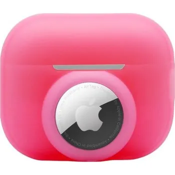Pouzdro na mobilní telefon 2v1 silikonový ochranný obal pro AirPods Pro 2 / AirTag - svítící ve tmě růžový