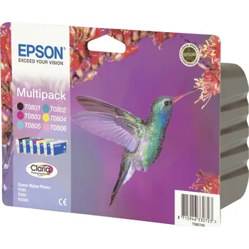Tiskárna Epson Ink T0807 originál kombinované balení černá, azurová, purppurová, žlutá, foto azurová, foto purpurová C13T08074011