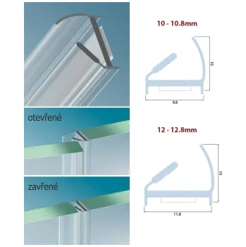 Nábytkové kování Profil G2G pro skleněné dveře / boční (pro sklo tl.10 - 10,8 mm, samolep. / transp. / 1ks)
