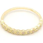 Zlatý prsten pruh šestihranů se zirkony 1,12g