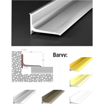 Stavební profil Lemovací samolepicí nástěnný profil 20 x 13 mm (délka 250 cm / stříbrný / 1ks)