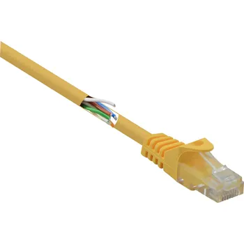 Datový kabel Renkforce RF-5224648 RJ45 síťové kabely, propojovací kabely CAT 5e U/UTP 0.15 m žlutá s ochranou, bez halogenů 1 ks