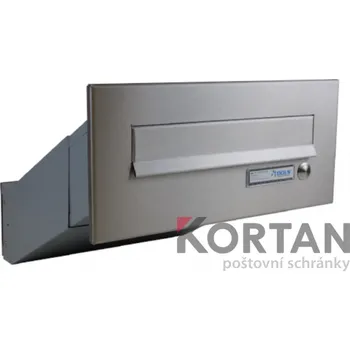 Poštovní schránka 1x poštovní schránka D-041 k zazdění do sloupku + čelní deska se zvonkem ČD-2 - NEREZ / šedá (Oranžové podsvětlení)