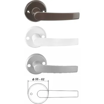 Dveřní kování 55p1rozeta průměr 55mm klika rovná /bílá (průměr rozety 55 mm / bílá / 1ks)