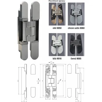 ESTETIC 1821/A - Skryté závěsy pro bezfalcové dveře s mag. kovovými krytkami (nikl 8050 / 1ks)