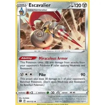 Karetní hra Pokémon BRS 101/172 Escavalier - Brilliant Stars Stav: Near Mint, Verze: REVERSE HOLO