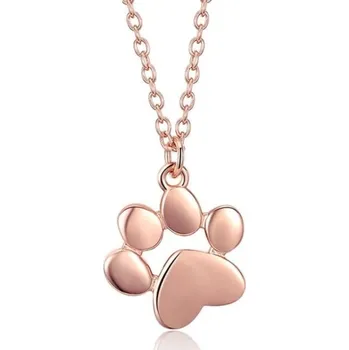 Náhrdelník Zlacený stříbrný náhrdelník psí tlapička