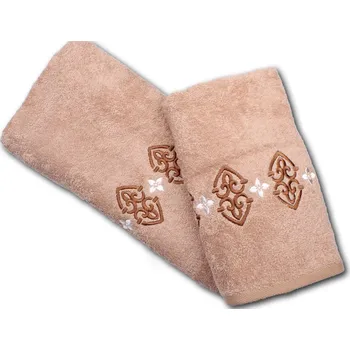 Ručník K-TEX Froté Výšivka Folk - Světle hnědá - Ručník a osuška Varianta: Ručník