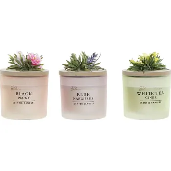 Svíčka Svíčka ve skle "FLOWERY" 8x8x11/160g/3dr