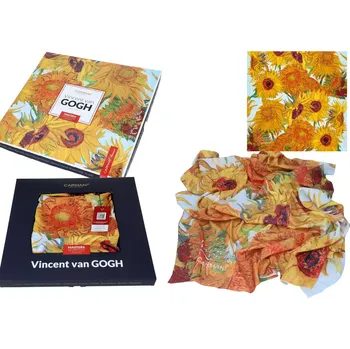 Šátek Carmani® Carmani - Šátek V. van Gogh, Sunflowers II v dárkovém balení - 90*90 cm