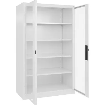 Jednací stůl Dílenská skříň Acurado, s vložnými policemi, 1200 x 600 x 1950 mm, dopravní bílá