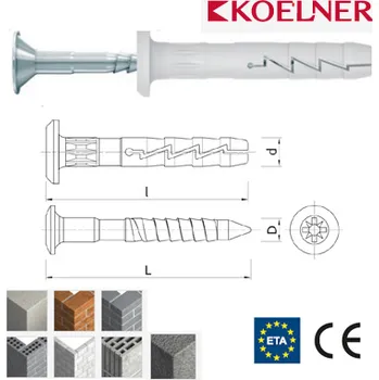 Hmoždinka FX-K Natloukací polypropylenová hmoždinka s hříbkovým límcem (6 x 80 mm / pozink-polypropylen / 100ks)