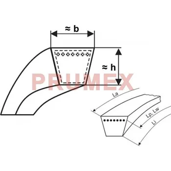 Klínový řemen 17x640 X Li - BX 683 Lw PP Profi-X Rubena