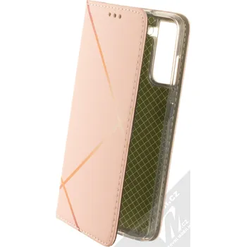 Pouzdro na mobilní telefon 1Mcz Trendy Book Lines flipové pouzdro pro Samsung Galaxy S21 FE světle růžová žlutá (light pink yellow)