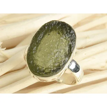 Prsten Prsten se surovým vltavínem vel.51 Ag 925/1000 4,4g