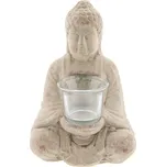 Šedý teracottový svícen budha na čajovou svíčku - 13*11*21 cm