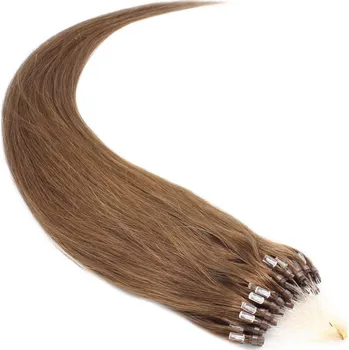 Příčesek 60cm vlasy evropského typu pro metodu Micro Ring / Easy Loop 0,5g/pr. – světlejší hnědá