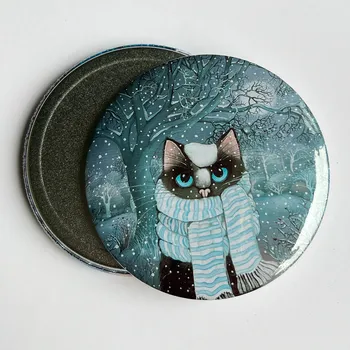 Dekorativní magnet Kocour v zimě - velký magnet 75 mm