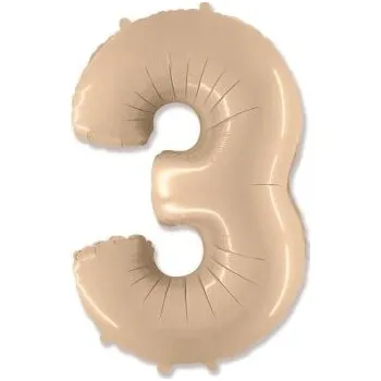 Party dekorace Balón foliový číslice KRÉMOVÁ - 102 cm - 3