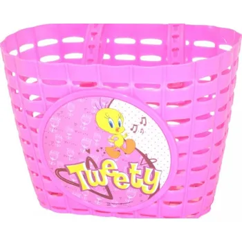 košík na kolo koš dětský barevný růžový TWEETY + pásky
