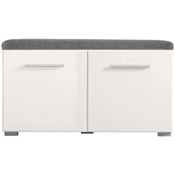 Botník Předsíňová lavice s úložným prostorem a sedákem Falka - bílá/šedá