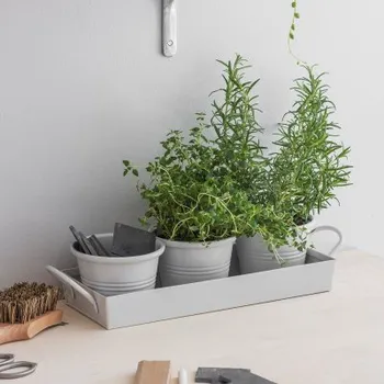 Květináč Sada tří květináčů na tácku Garden Clay