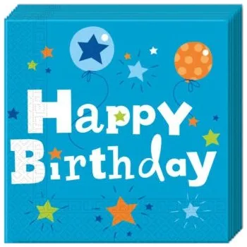 Papírový ubrousek Papírové ubrousky Happy Birthday - modré