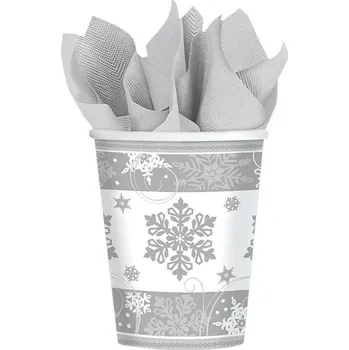 Party nádobí Papírové kelímky - Sněhové vločky
