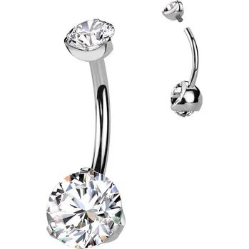 Piercing Šperky4U Piercing do pupíku vnitřní závit, zirkon - TITAN - TIT1142-C