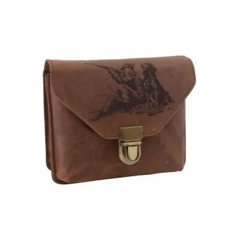 E-myslivost Kožená taška HUNTER na opasek - motiv myslivec a pes