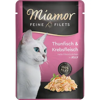Krmivo pro kočku Miamor Feine Filets v želé tuňák a krab 48× 100 g