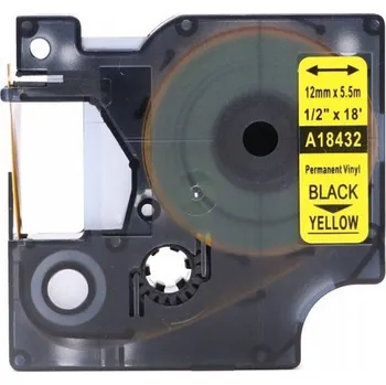 Počítač KOMPATIBILNÍ PÁSKA DYMO 18432 S0718450 ŽLUTÁ/ČERNÝ TISK, VINYLOVÁ, 12mm