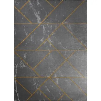 Koberec Dywany Łuszczów Kusový koberec Emerald geometric 1012 grey and gold Rozměry koberců: 80x150