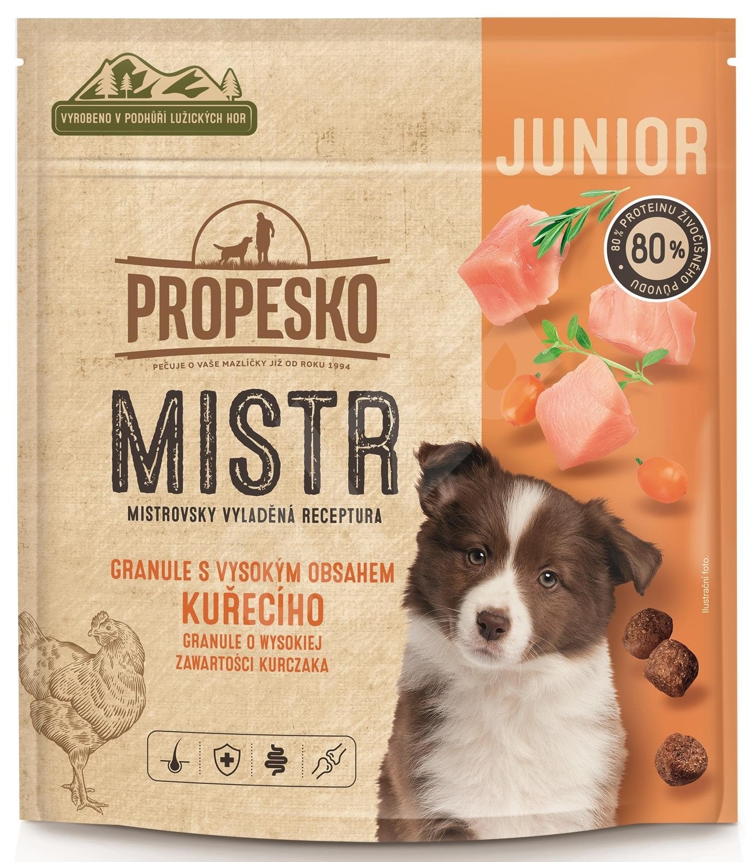 Propesko Mistr Junior Chicken 500 g od 69 Kč Zbozi.cz